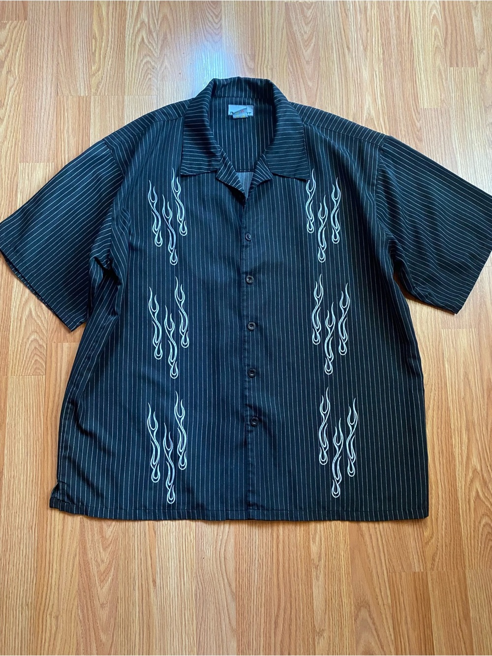 Y2K Request button down shirt size XL pinstripe flames